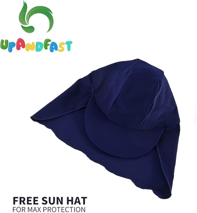 upandfast Baby/Toddler Swimsuit UPF 50+ Sun Protection One Piece Zipper Bathing Suit with Sun Hat Infant Beach Swimwear