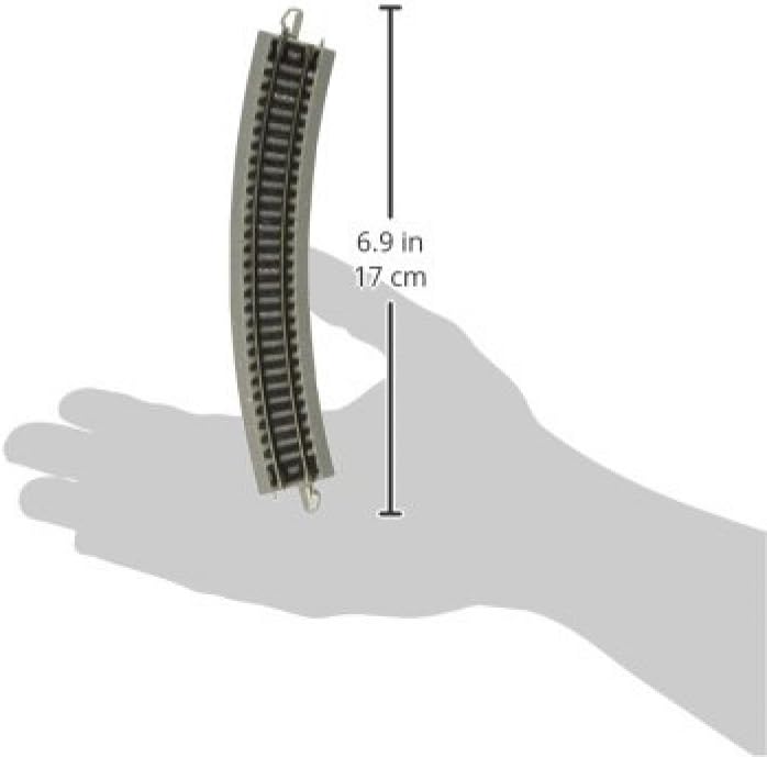 Bachmann Trains - Snap-Fit E-Z TRACK 11.25” RADIUS CURVED TRACK (6/card) - NICKEL SILVER Rail With Grey Roadbed - N Scale, 8