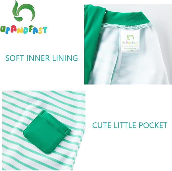 upandfast Baby/Toddler Swimsuit UPF 50+ Sun Protection One Piece Zipper Bathing Suit with Sun Hat Infant Beach Swimwear