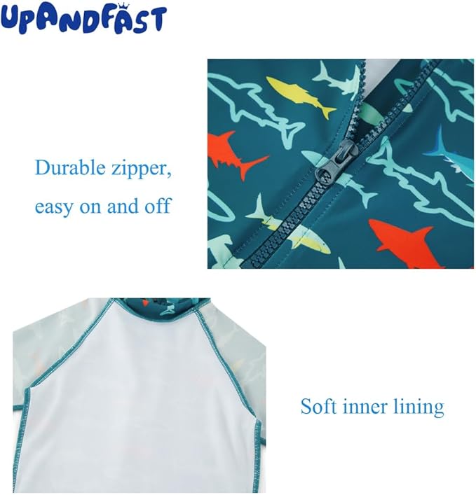 upandfast Baby/Toddler Swimsuit UPF 50+ Sun Protection One Piece Zipper Bathing Suit with Sun Hat Infant Beach Swimwear