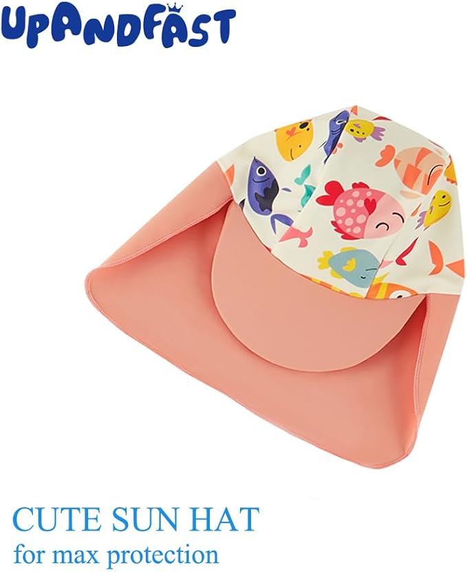 upandfast Baby/Toddler Swimsuit UPF 50+ Sun Protection One Piece Zipper Bathing Suit with Sun Hat Infant Beach Swimwear