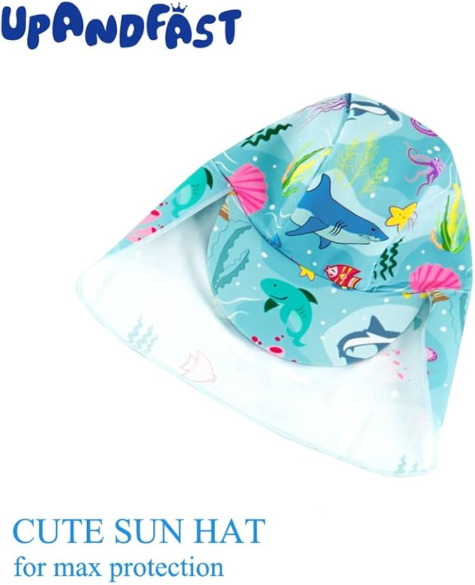 upandfast Baby/Toddler Swimsuit UPF 50+ Sun Protection One Piece Zipper Bathing Suit with Sun Hat Infant Beach Swimwear