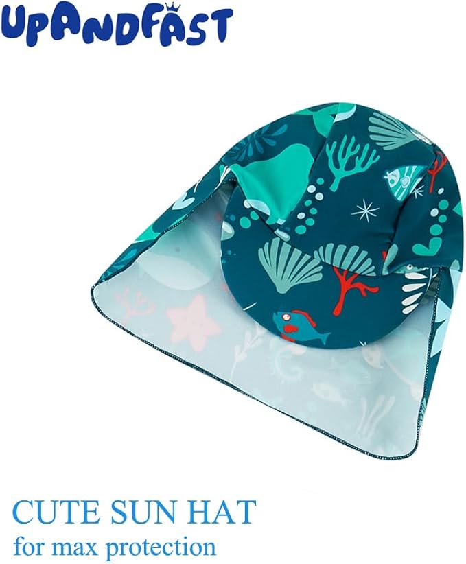 upandfast Baby/Toddler Swimsuit UPF 50+ Sun Protection One Piece Zipper Bathing Suit with Sun Hat Infant Beach Swimwear