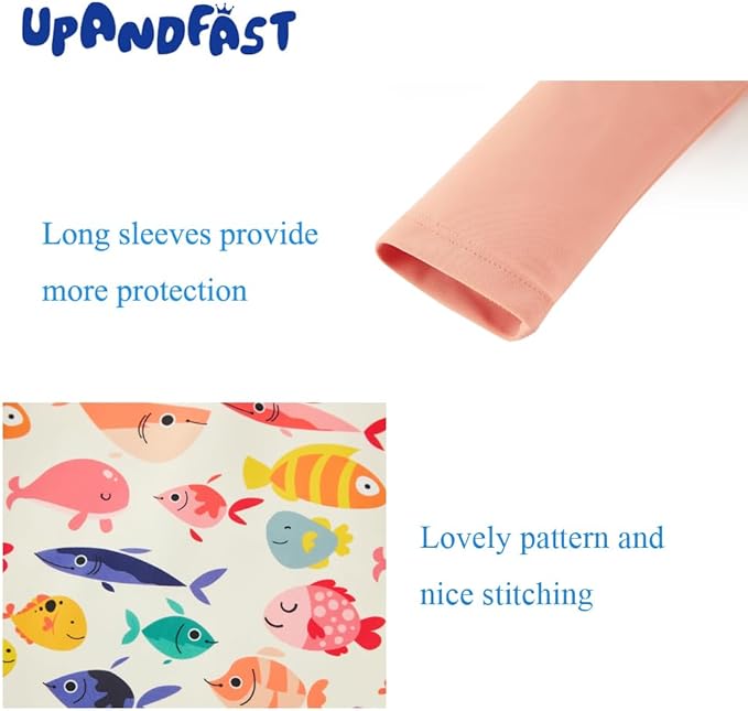 upandfast Baby/Toddler Swimsuit UPF 50+ Sun Protection One Piece Zipper Bathing Suit with Sun Hat Infant Beach Swimwear