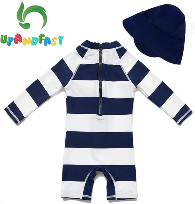 upandfast Baby/Toddler Swimsuit UPF 50+ Sun Protection One Piece Zipper Bathing Suit with Sun Hat Infant Beach Swimwear