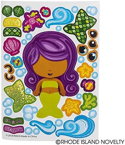Adorable 24 Pack of Make-Your-Own Mermaid Sticker Sheets ~ Fun Craft Project for Children, Party Favors & Teacher Giveaways