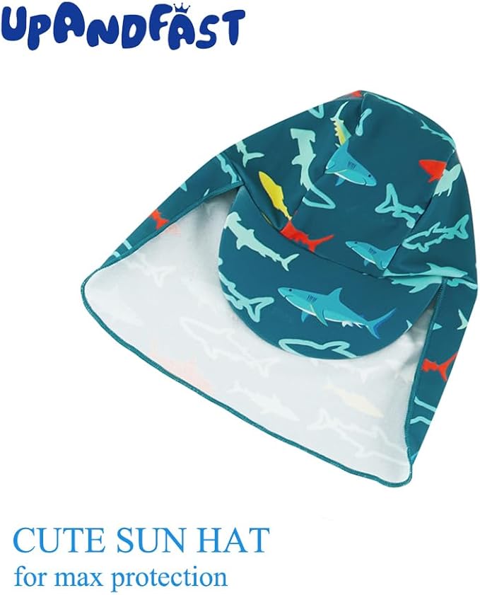 upandfast Baby/Toddler Swimsuit UPF 50+ Sun Protection One Piece Zipper Bathing Suit with Sun Hat Infant Beach Swimwear