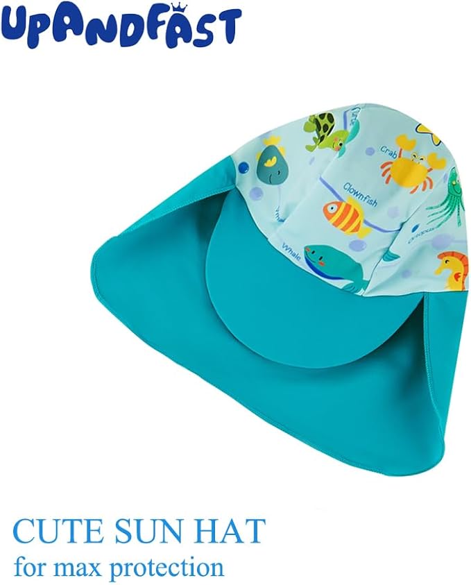 upandfast Baby/Toddler Swimsuit UPF 50+ Sun Protection One Piece Zipper Bathing Suit with Sun Hat Infant Beach Swimwear