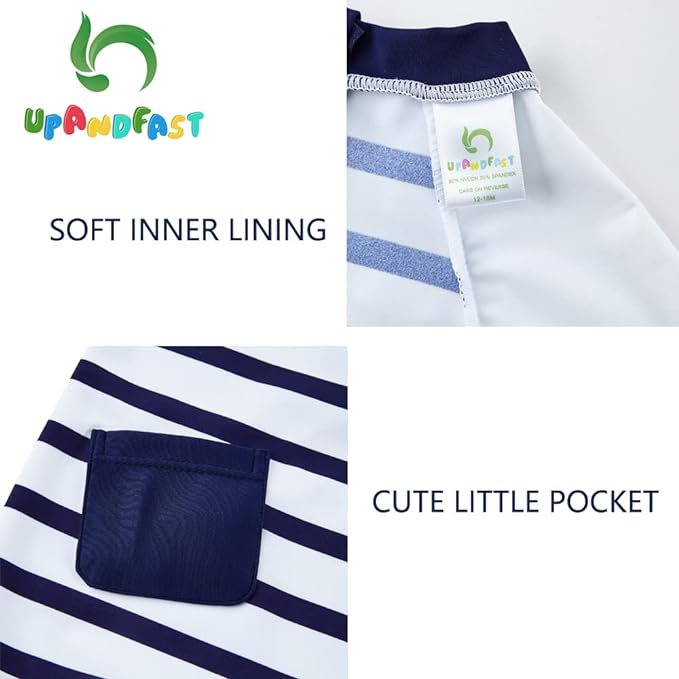 upandfast Baby/Toddler Swimsuit UPF 50+ Sun Protection One Piece Zipper Bathing Suit with Sun Hat Infant Beach Swimwear
