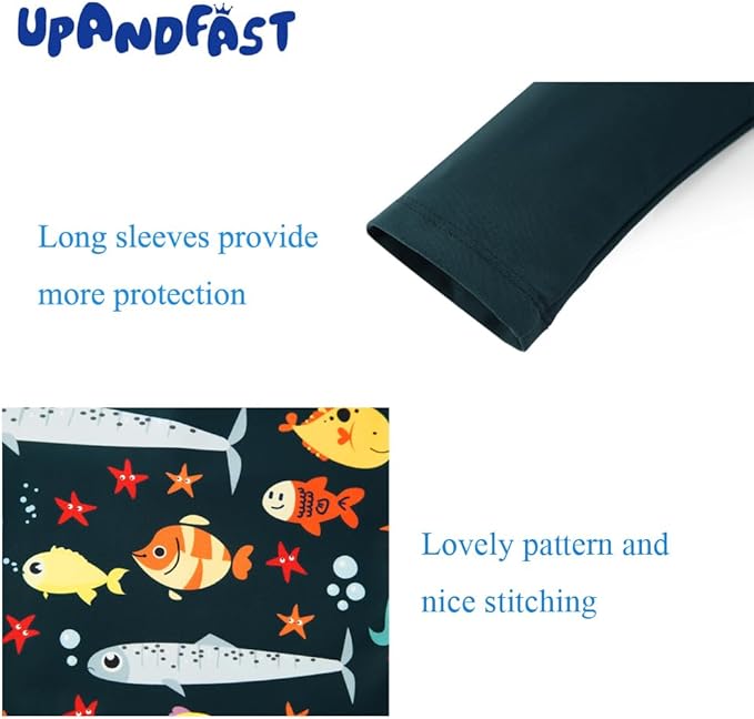 upandfast Baby/Toddler Swimsuit UPF 50+ Sun Protection One Piece Zipper Bathing Suit with Sun Hat Infant Beach Swimwear