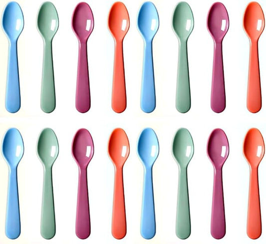 16Pcs Kids Plastic Spoons, Multicolor Toddler Utensils, Reusable Kids Silverware Set, BPA Free, Ideal Kids Cutlery Set for School Lunch, Camping, Travel, Party Favors, Dishwasher Safe