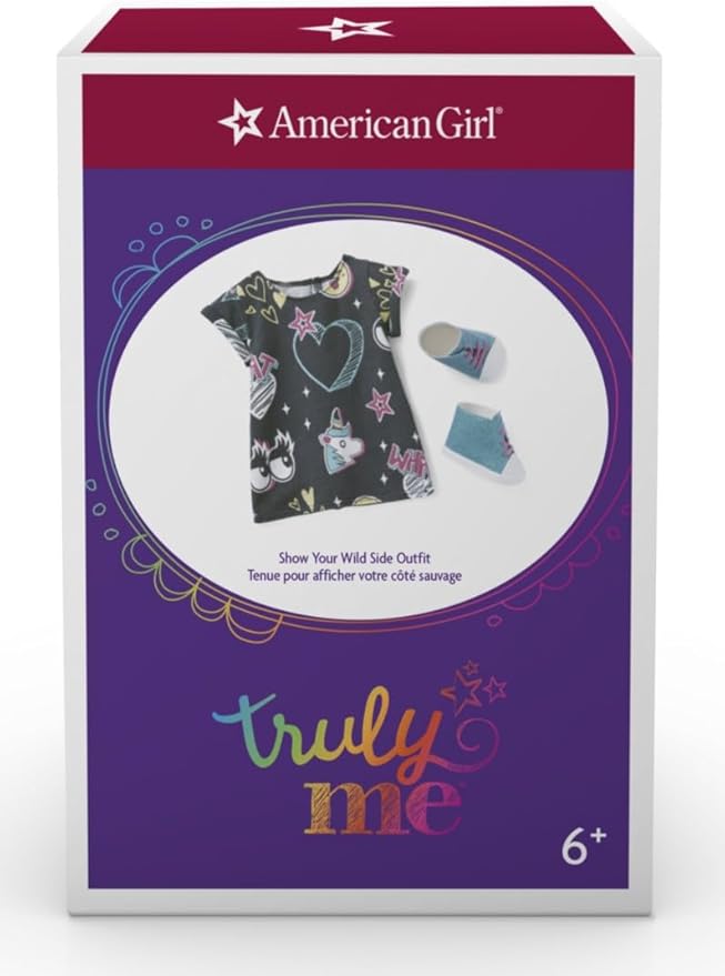 American Girl Truly Me 18-inch Doll Show Your Wild Side Outfit with T-shirt Dress and High-Top Sneakers, For Ages 6+