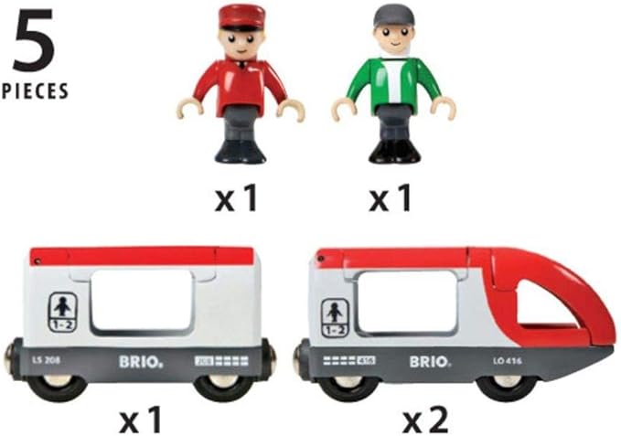 BRIO World 33505 - Travel Train Set - Premium 5 Piece Wooden Toy Set for Toddlers | Ideal Birthday Compatible with All BRIO Railway Toys