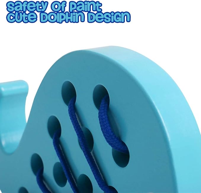 Skrtuan Wooden Lacing Whale Threading Toys Wood Block Puzzle Car Airplane Travel Game Montessori Early Development Fine Motor Skills Educational Gift for 1 2 3 Years Old Toddlers Baby Kids