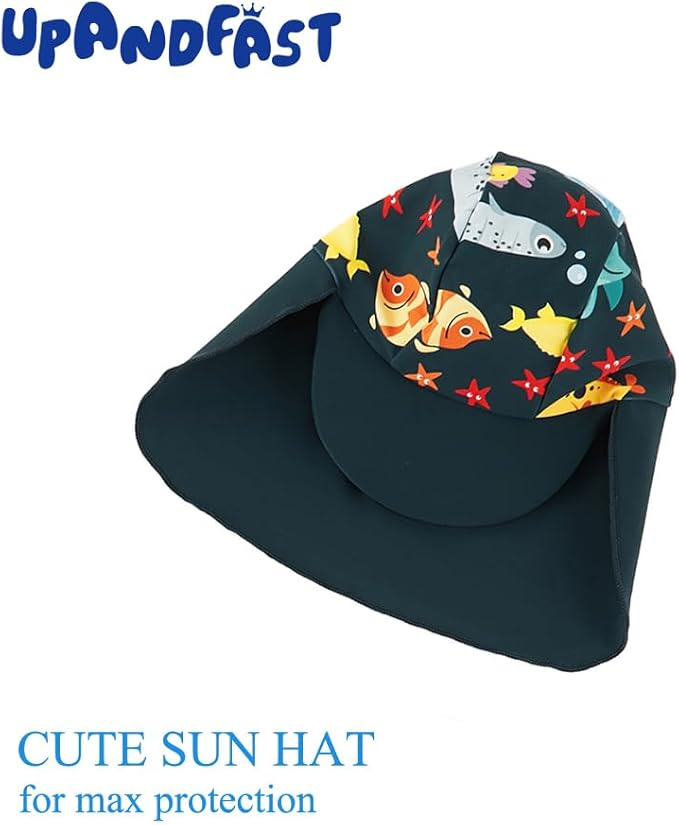 upandfast Baby/Toddler Swimsuit UPF 50+ Sun Protection One Piece Zipper Bathing Suit with Sun Hat Infant Beach Swimwear
