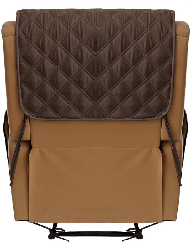 TOMORO Non-Slip Oversized Recliner Cover, 100% Waterproof Quilted Recliner Chair Slipcover Furniture Protector with Pockets, Washable Couch Cover with Elastic Straps for Kids and Pets