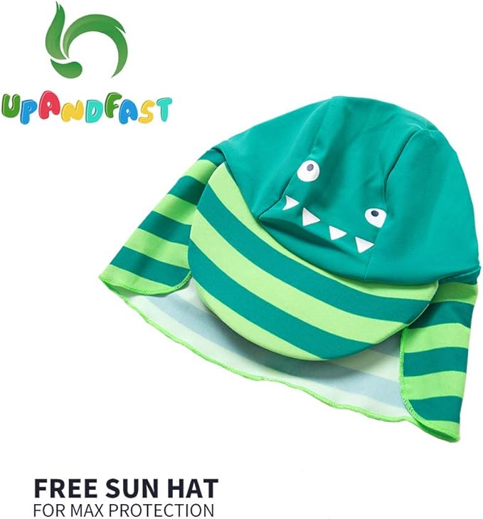 upandfast Baby/Toddler Swimsuit UPF 50+ Sun Protection One Piece Zipper Bathing Suit with Sun Hat Infant Beach Swimwear