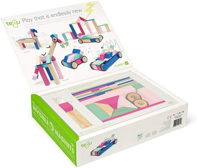 42 Piece Tegu Magnetic Wooden Block Set, Blossom, 1-99 years old