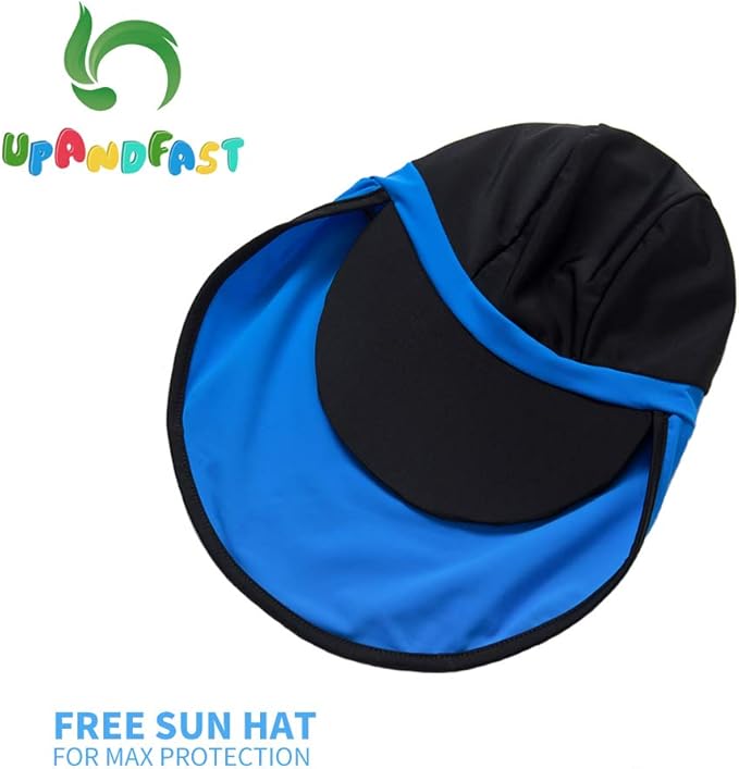 upandfast Baby/Toddler Swimsuit UPF 50+ Sun Protection One Piece Zipper Bathing Suit with Sun Hat Infant Beach Swimwear
