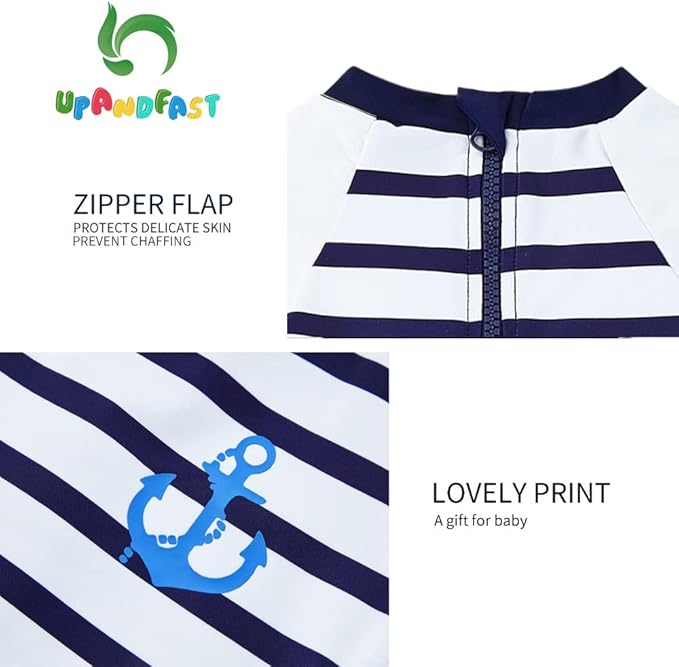 upandfast Baby/Toddler Swimsuit UPF 50+ Sun Protection One Piece Zipper Bathing Suit with Sun Hat Infant Beach Swimwear