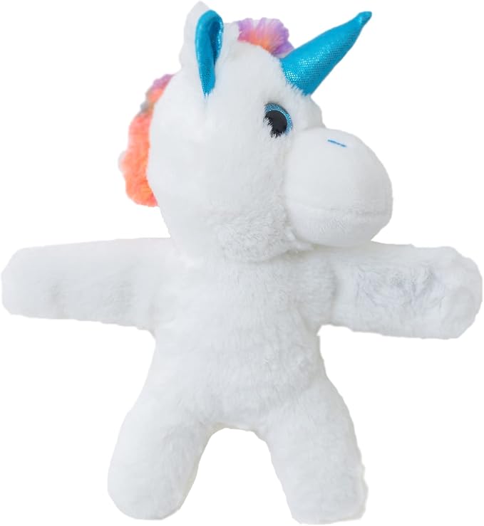 Unicorn Slap Bracelets Wrist Hugger Gift- Stuffed Animals Huggable Plush Toy for Kids and Teens, Toddler Bed and Stroller Toys White, 8.5"