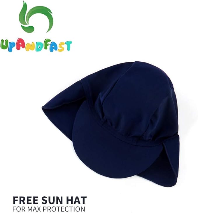 upandfast Baby/Toddler Swimsuit UPF 50+ Sun Protection One Piece Zipper Bathing Suit with Sun Hat Infant Beach Swimwear