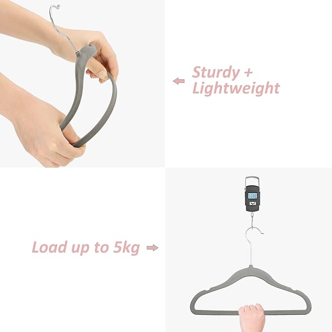 Kids Velvet Hangers 15 Pack, 11 Inch Size Non-Slip Baby Hangers, Space-Saving Nursery Hangers, Perfect Infant/Toddler Clothes Hangers for Daily Use(Grey)