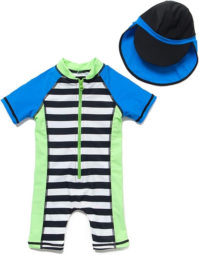 upandfast Baby/Toddler Swimsuit UPF 50+ Sun Protection One Piece Zipper Bathing Suit with Sun Hat Infant Beach Swimwear