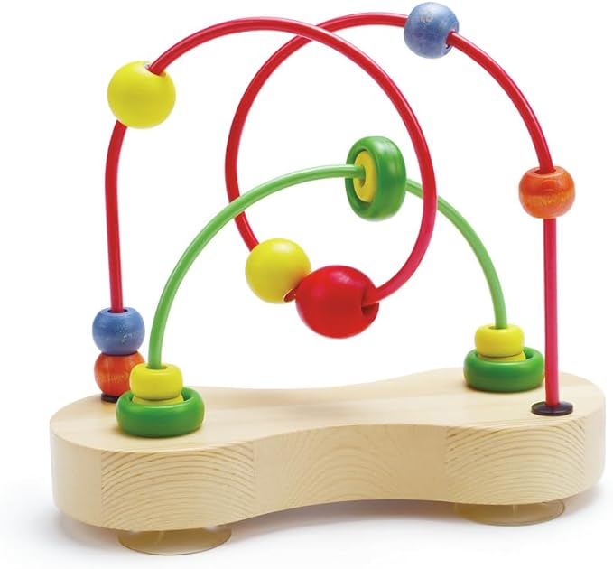 Hape Double Bubble Wooden Bead Maze | Award Winning Educational Wire Roller Coaster Sorting Puzzle Early Development Toy for Babies and Toddlers