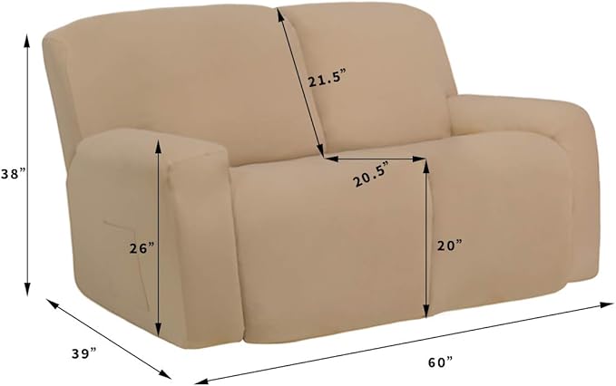 Easy-Going 6 Pieces Microfiber Stretch Sectional Recliner Sofa Slipcover Soft Fitted Fleece 2 Seats Couch Cover Washable Furniture Protector with Elasticity for Kids(Recliner Loveseat, Greyish Green)
