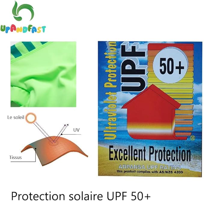 upandfast Baby/Toddler Swimsuit UPF 50+ Sun Protection One Piece Zipper Bathing Suit with Sun Hat Infant Beach Swimwear