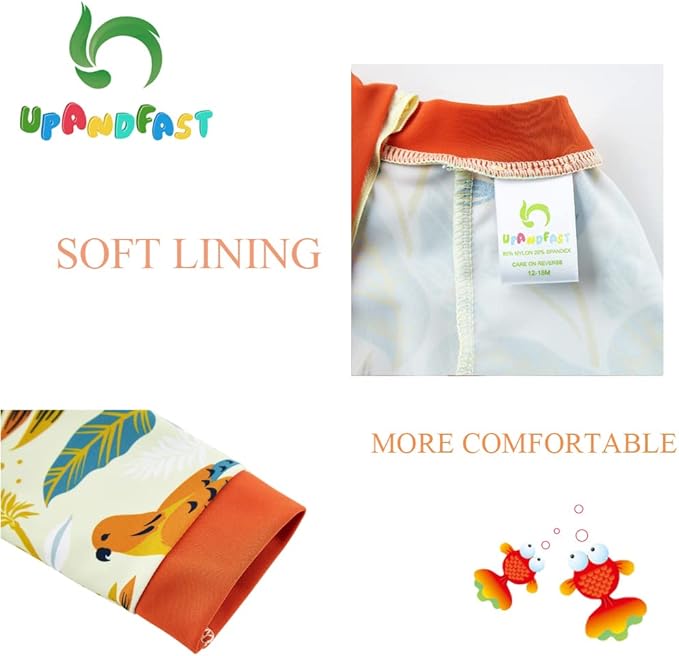 upandfast Baby/Toddler Swimsuit UPF 50+ Sun Protection One Piece Zipper Bathing Suit with Sun Hat Infant Beach Swimwear