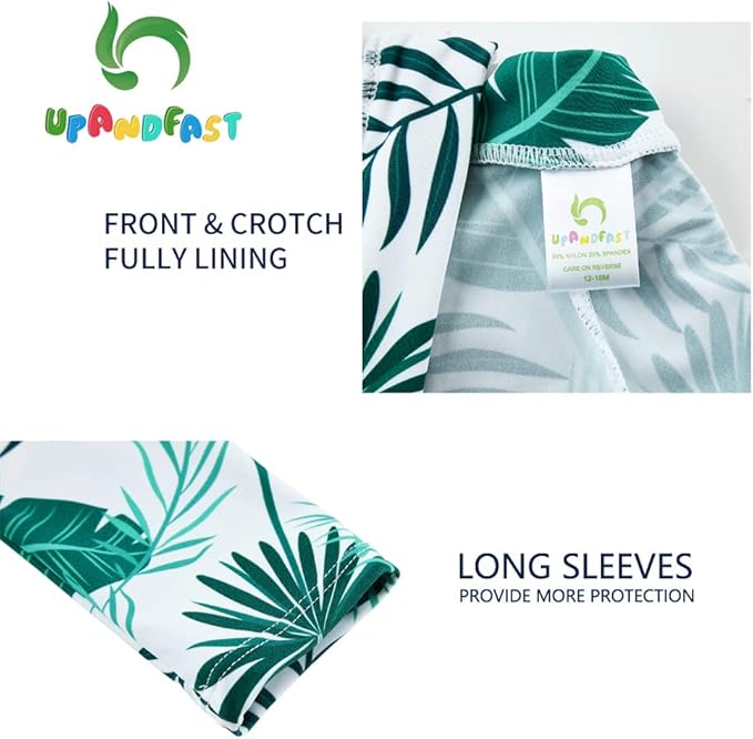 upandfast Baby/Toddler Swimsuit UPF 50+ Sun Protection One Piece Zipper Bathing Suit with Sun Hat Infant Beach Swimwear