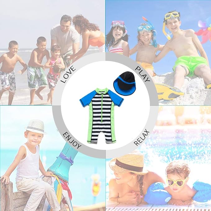 upandfast Baby/Toddler Swimsuit UPF 50+ Sun Protection One Piece Zipper Bathing Suit with Sun Hat Infant Beach Swimwear