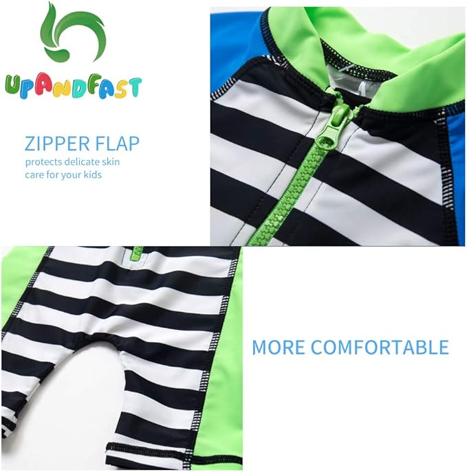 upandfast Baby/Toddler Swimsuit UPF 50+ Sun Protection One Piece Zipper Bathing Suit with Sun Hat Infant Beach Swimwear