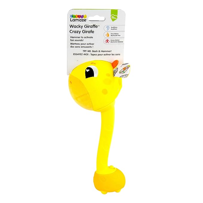 Lamaze Wacky Giraffe Sensory Baby Toy - Infant Educational Toys with Wacky Sound Effects for Fine Motor Skills - Includes 2 Sound Modes - Plush Baby Rattle for Ages 12-18 Months