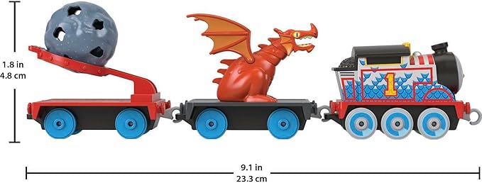 Thomas & Friends Diecast Toy Train Medieval Thomas Push-Along Engine with Boulder Launcher for Preschool Pretend Play Kids Ages 3+ Years