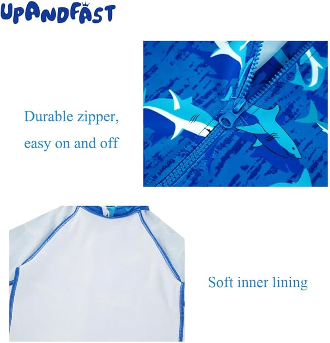 upandfast Baby/Toddler Swimsuit UPF 50+ Sun Protection One Piece Zipper Bathing Suit with Sun Hat Infant Beach Swimwear