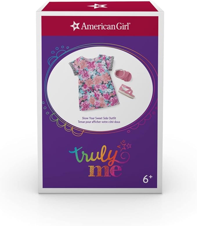 American Girl Truly Me 18-inch Doll Show Your Sweet Side Outfit with Printed T-shirt Dress and Espadrilles, For Ages 6+