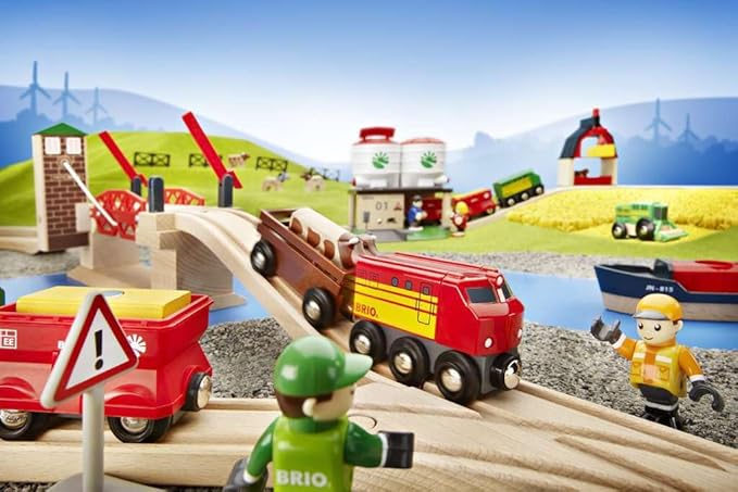 BRIO 33757 Lifting Bridge - Engaging Toy Train Accessory | Includes Wooden Track | Ideal for Kids Age 3 and Up | FSC Certified Wood - Red