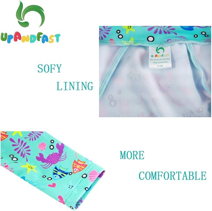 upandfast Baby/Toddler Swimsuit UPF 50+ Sun Protection One Piece Zipper Bathing Suit with Sun Hat Infant Beach Swimwear
