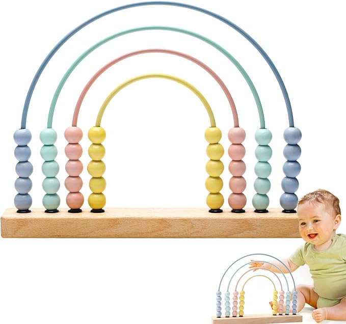 ibwaae Wooden Rainbow Abacus Beads Counting Toys Kids Early Math Skills Montessori Educational Learning Games for Toddler