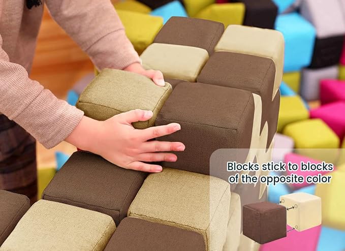 Magnetic Soft Building Blocks for Kids, Magnetic Blocks, Big Blocks, Educational Toys, Incredibly Fun Building Block for Children (Coffee Brown+Light Coffee Brown)