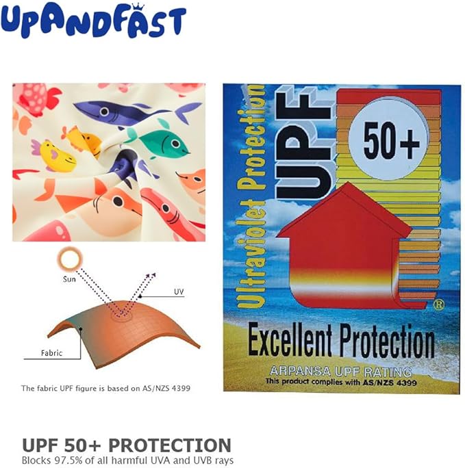 upandfast Baby/Toddler Swimsuit UPF 50+ Sun Protection One Piece Zipper Bathing Suit with Sun Hat Infant Beach Swimwear