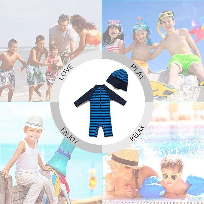 upandfast Baby/Toddler Swimsuit UPF 50+ Sun Protection One Piece Zipper Bathing Suit with Sun Hat Infant Beach Swimwear