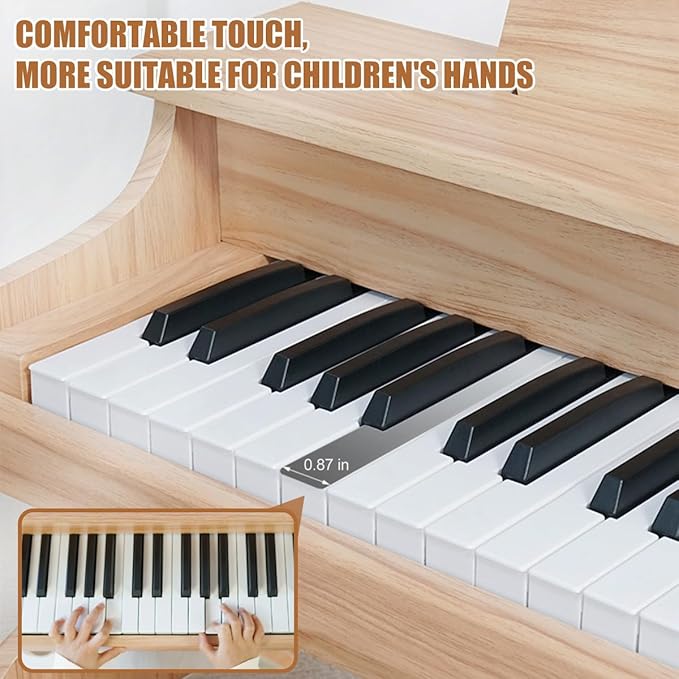 Wooden Kids Piano, 37 Keys Toddler Piano Music Educational Instrument Toy with Music Stand, Color Coded keyboard Stickers, Multiple Sounds and Record Playback, Gift for 3 4 5 6 7 8 9Years Old