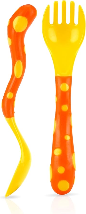 Nuby Fun Feeding Spoons & Forks 2-Pack (one size, Yellow/Blue)