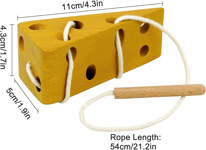 Sealive Early Development Toys Wooden Lacing Toys, Montessori Activity Kids Cheese Toys, Children Learning Educational Wood Block Puzzles Toy for Toddlers Boys Girls (Cheese)