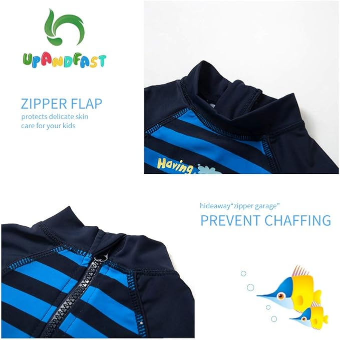 upandfast Baby/Toddler Swimsuit UPF 50+ Sun Protection One Piece Zipper Bathing Suit with Sun Hat Infant Beach Swimwear