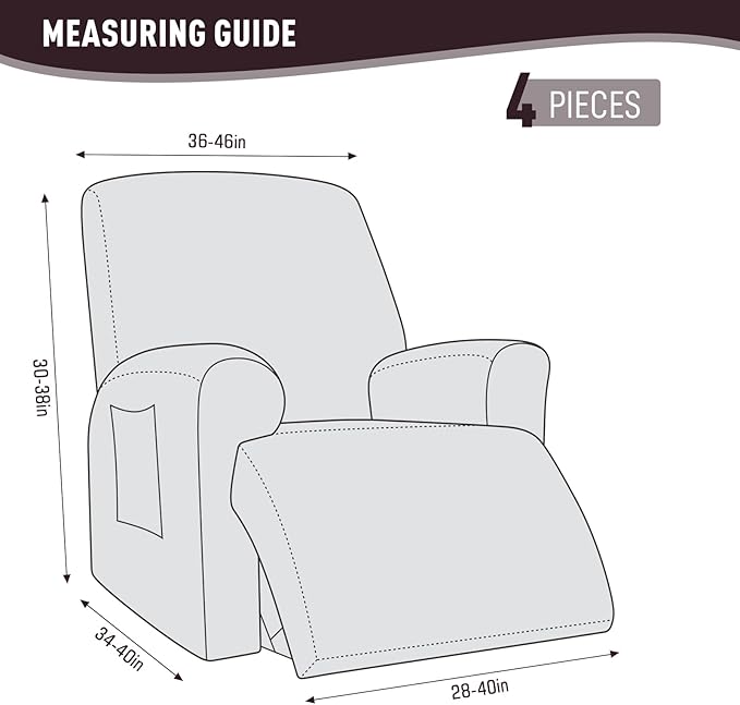 KinCam Recliner Covers, Stretch Reclining Chair Covers, Recliner Sofa Slipcovers Stripe Jacquard Recliner Couch Covers Furniture Protector Covers for Pet Kid (1 XL Seater, Chocolate)